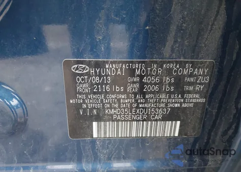 2013 Hyundai Elantra Gt from USA, damaged, VIN KMHD35LEXDU153637